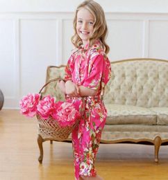 Women039s Sleepwear Satin SilkFlower Girl Floral Kids Kimono Robe Bridesmaid Bride Wedding Child Nightgown Bathrobe 4812 Size8048574