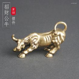 Necklace Earrings Set Pure Brass Lucky Cow Desktop Ornaments Zodiac Creative Bullish Tea Pet Decorations Old.