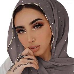 Scarves 180 75cm Luxury Diamond Headband Headscarf Hijab Muslim Chiffon Women's Hijabs Islamic Long Veil Scarf Shawl