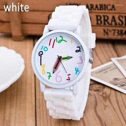 Wristwatches 2024 Ladies Watches Women Fashion Casual Big Number White Silicone Band Quartz Drop