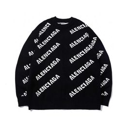 classic loose designer Mens Sweater Screen Balencaiiga Layer Sweaters Jacquard High Knitted Quality Bullet Paris Letter Label Loose Family Womens Thickened D