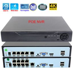 Lens Xmeye 4K POE NVR 4/8 Channel Network Video Recorder Support Face Detect Audio Onvif P2P For POE 8MP 5MP 1080P Security IP Camera