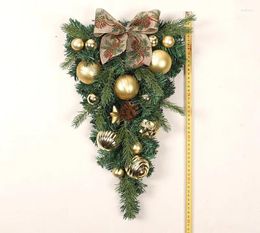 Decorative Flowers 2024 Christmas Wreath Decorations PVC Upside Down Tree Simulation Hook Outdoor Door Wreaths For Front