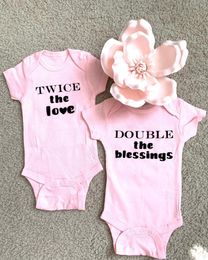 Twin Boys Girls Outfit Twins Baby Gift Ideas Born Shower Summer Short Sleeve Bodysuits Casual Ropa Rompers5503707