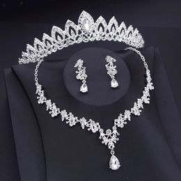 Luxury Small Crown Jewellery Sets Bridal Tiaras Necklace Earrings set Princess Girls Party Prom Bride Set 240401