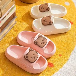 Slipper Summer Cute Bear Kid Slippers Indoor Non-Slip Soft Bot Sandals Comfort Baby Hole Shoes Boys Girls Home Slippers Bathroom Slipper 240408