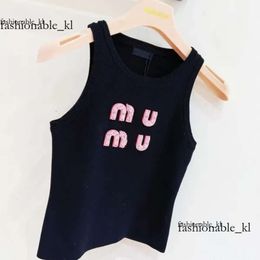 miui bag Designers T-shirt Women's Tanks miu Anagram-embroidered Cotton-blend Tank Top Shorts Designer Suit Knitted Femme Cropped Jersey Ladies Tops mui mui 99