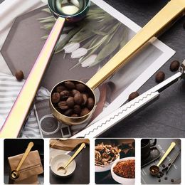 Coffee Scoops Scoop With Clip 2 In 1 Stainless Steel Multifunction Tea Measuring Household Kitchen Baking Accessories