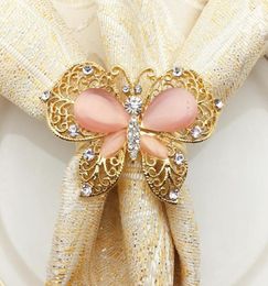 10pcs Highend Butterfly Napkin Ring Diamond Alloy Napkin Buckle el Banquet Wedding Decoration7438431