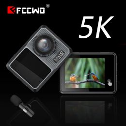 Cameras Original FCCWO Action Camera Ultra HD 5K 30fps Dual Display Touch Screen Waterproof EIS Antishake WIFI Webcam Sports Cam