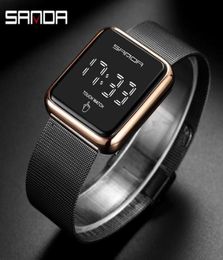 Sanda touch sn Wristwatches LED electronic movement mesh belt ladies style fashion watches8711703