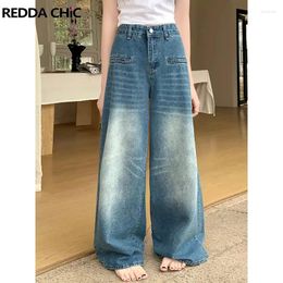 Women's Jeans REDDACHiC 90s Retro Whiskers Baggy Women Hiphop Boyfriend Trousers High Rise Casual Wide Leg Pants Big Size Y2k Streetwear