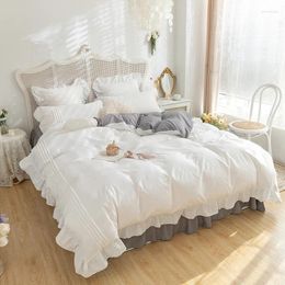 Bedding Sets Lace Princess Style Polyester Cotten Set White Bed Linen Duvet Cover PillowCase King Sheet Covers 4PCS