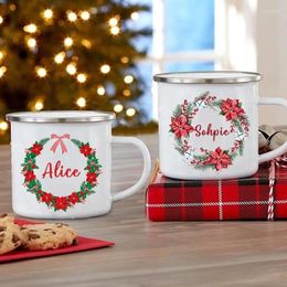 Mugs Personalised Creative Coffee Cup Custom Name Christmas Party Drinks Wine Beer Juice Milk Cups Handle Enamel Gifts