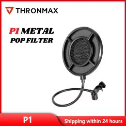 Accessories THRONMAX P1 Double Layers Studio Microphone Pop Filter Flexible Wind Screen Mask Mic Shield for Speaking Recording Accessories