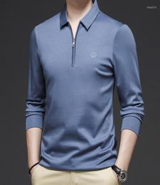 Men039s Polos Solid Coloe Men39s Long Sleeve Polo Shirts QuarterZip Casual Slim Fit Basic Designed Poloshirts Active Busine5580375