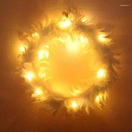 Decorative Flowers White Feather Wreath Christmas Day Wedding Party Po Props Home Decorations