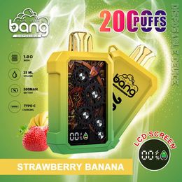 Bang 20000 puff 20k Puff disposable vape 25ml Preloaded 500mAh Rechargeable Pen disposable vape 0%2%3%5% disposable electronic cigarette Intelligent display