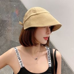 Niche design bucket hat female cotton fisherman hat solid Colour visor hat autumn and winter Korean version of everything summer Han