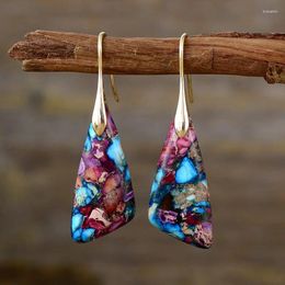 Dangle Earrings Bohemian For Women Natural Stone Vintage Personalized Inverted Triangle Geometry Jewelry Girl Christmas Gift
