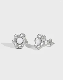 Stud Earrings S925 Silver Ear Studs Personalized Flower Style Design Small And Simple Instagram Students Can Wear Jewelry For Women