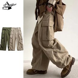 Harajuku Cargo Pants Men Women Vintage Multi-pocket Wide-leg Trousers Street Hip Hop Casual Baggy Pants Spring Autumn Unisex 240327