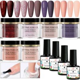 Bottles Meet Across10pcs Dipping Nail Powders Set Nude Series Dip Nail Art Glitter Powder Natural Dry Dipping System Powder Kit Decor