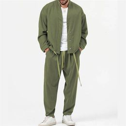 Fashion Mens Cardigan JacketsPants Sportwear Sets Men Solid Jogger Sport Suit Casual Tracksuit Male Sweat Suits 5 Colors S3XL 240326