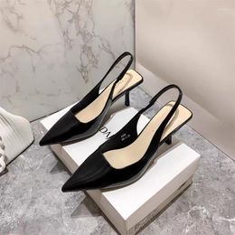 Sandals High Heels Buckle Strap Modern Solid Ethnic Shoes Female 2024 Shallow Thin Women's