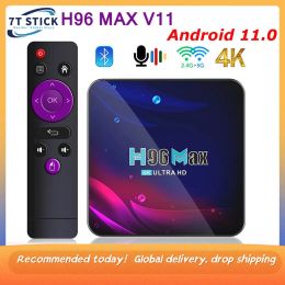 Box H96 Max V11 Android 11.0 Smart TV Box UHD 4K Media Player RK3318 2.4G/5G Dualband WiFi BT4.0 100M LAN VP9 H.265 Decoding