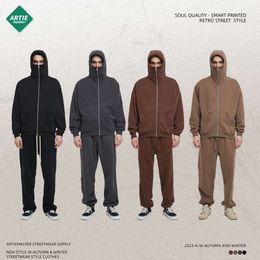 ARTIE Men's Wear | 2023 Autumn/winter New Product Masked Dark 360g Plush Thickened Set Zipper Hooded Sweater for Men