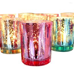 Candle Holders Romantic Starry Sky Glass Candlestick Colourful Cup Holder Candlelight Dinner Decor Wedding Party Valentines