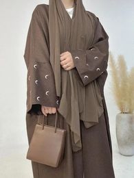 Ethnic Clothing Cotton Linen Abaya Kimono Dubai Luxury Embroidery Abayas For Women Turkish Arabic Muslim Hijab Dress Saudi Kaftan Islamic