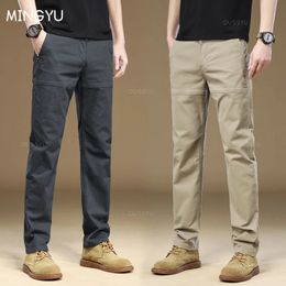 MINGYU Brand Clothing Mens Cargo Work Pants 97%Cotton Thick Solid Colour Wear Korean Grey Casual Trousers Male Large Size 38 40 240326