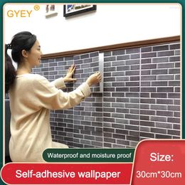 Wallpapers 3D Self-adhesive Wall Stickers Brick Pattern Wallpaper Decoration Waterproof Anti-collision