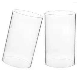 Candle Holders 2 Pcs House Decorations Home Glass Tall Classic Household Shades Pillar Cylinder Cover