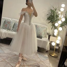 Stage Wear White Ballet Dress Long Romantic Tutu Professional Lake Ballerine Femme Children Girls Fairy Costume