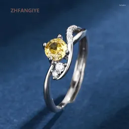 Cluster Rings ZHFANGIYE Fashion Open Finger With Zircon 925 Silver Jewellery For Women Wedding Promise Engagement Party Gift Accessories