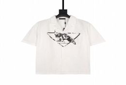 2022 USA men s blouse fashion retro brand short sleeve tops shirts Imported stitching printing Oversized Bowling Shirt Comfortable1390663