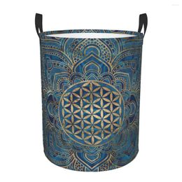 Laundry Bags Flower Of Life In Lotus Mandala Hamper Large Clothes Storage Basket Buddhism Toy Bin Organiser For Boy Girl