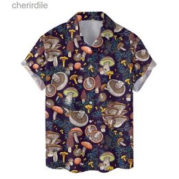 Men's Casual Shirts Colored Mushroom 3D Printed Hawaiian Mens Summer Vacation Factory Beach Shirt Button Short Sleeve Street Aloha Shirt yq240408