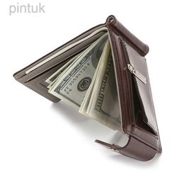Money Clips Dollar Clip Men Credit Card Holder PU Leather Small Zipper Coin Money Clip 240408