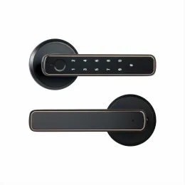 Lock Tuya Bluetooth Smart Fingerprint Door Lock With Password Mechanical Key Unlocking For Wooden Door Single Handle Smartlife M4