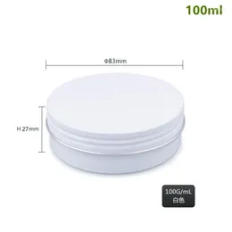 Bottles 200pcs 3.38oz White Aluminum Tin Jar Refillable Containers 100ml Screw Lid Round Container Bottle For Cosmetic