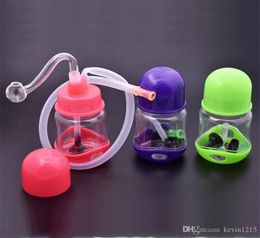 cheapest 10mm Oil Burner Bong Water Pipes with Recycler Mini Dab Rig Hand Bongs portable for travel smoking accessories2569313