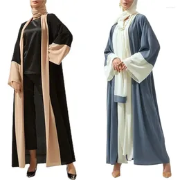 Ethnic Clothing Simple Solid Colour Robe Dubai Abaya Turkish Eid Muslim Women's Loose Dress Islamic Cardigan Arabia Female Kaftan Kimono