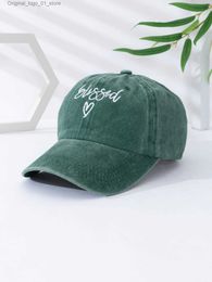 Ball Caps Womens baseball cap embroidered letter washed denim adjustable baseball cap Q240408