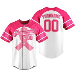 Men's Polos Custom Unisex Baseball Jersey White Pink T-shirts Breathable Sportswear Team Traning Uniform Personalized Name Number