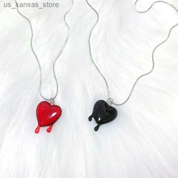 Pendant Necklaces Goth Jewelry Red Bleed Heart Pendant Necklaces Punk Charms Necklace for Women Grunge Accessory Choker Korean Fashion240408