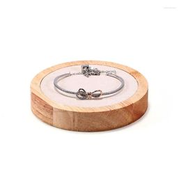 Jewelry Pouches Bags Fashionable Solid Wooden Tray Bracelet Beige Round Trays Counter Display Prop Drop Delivery Packing Otfei